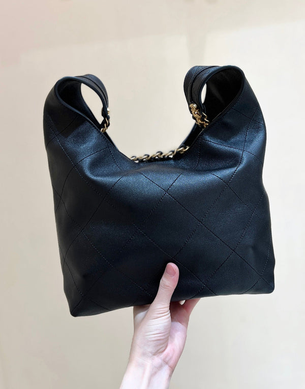 CC 25P Hippie Hobo Bag in Black Lambskin