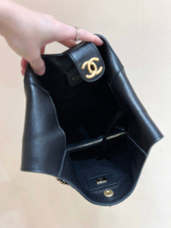 CC 25P Hippie Hobo Bag in Black Lambskin