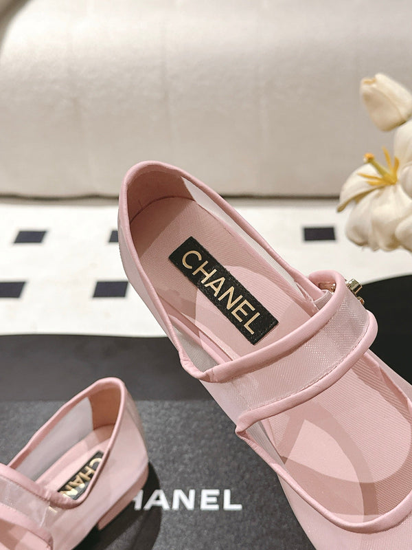 CC 25s Coco Beach Mary Jane Flats Pink and Black Mesh Cowhide 329018