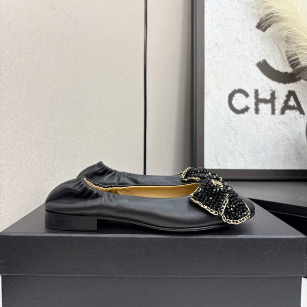 CC 25s Coco Beach Ballet Flats Black Sheepskin 331785