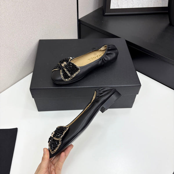 CC 25s Coco Beach Ballet Flats Black Sheepskin 331785