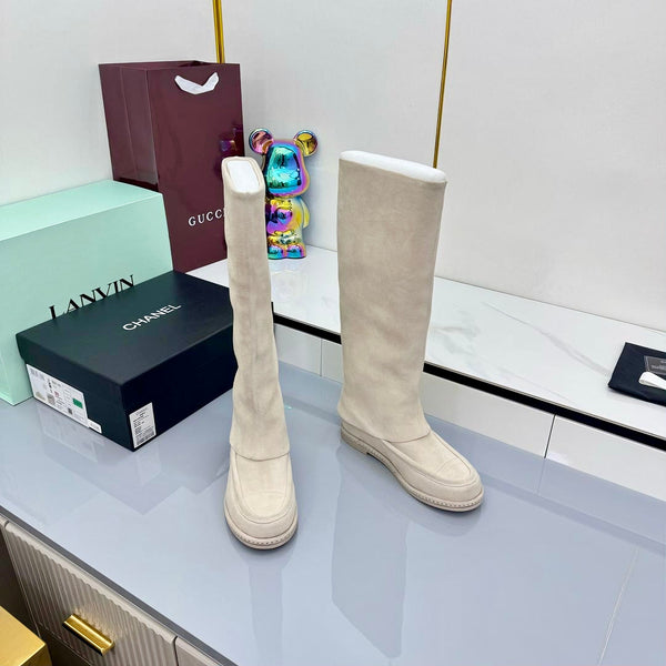 Stivali alti al ginocchio CC 25 in pelle scamosciata bianco sporco 369899