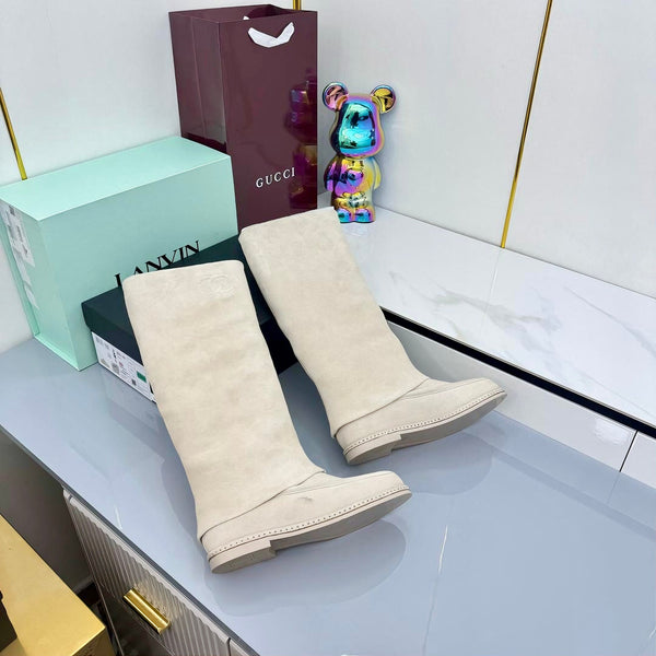 Stivali alti al ginocchio CC 25 in pelle scamosciata bianco sporco 369899