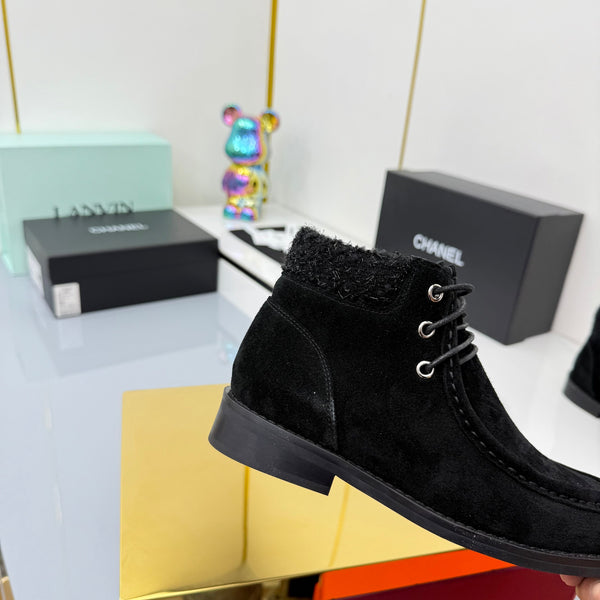 Stivaletti CC 25 in pelle scamosciata nera e tweed 454710