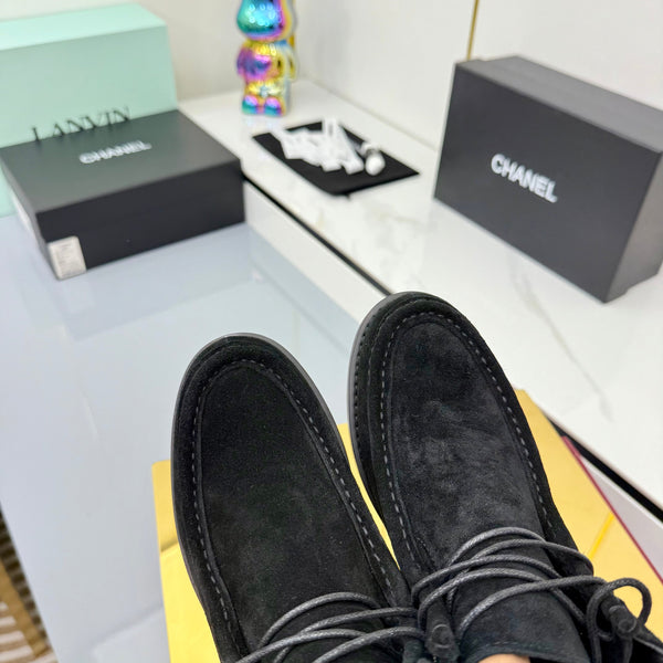 Stivaletti CC 25 in pelle scamosciata nera e tweed 454710