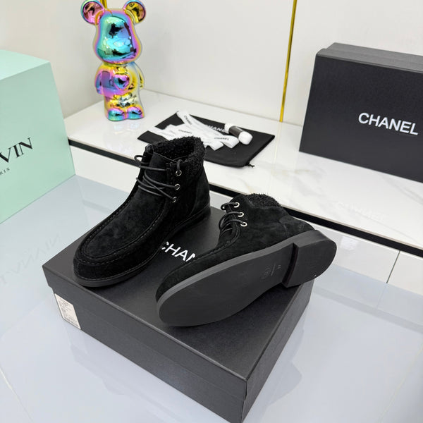 Stivaletti CC 25 in pelle scamosciata nera e tweed 454710