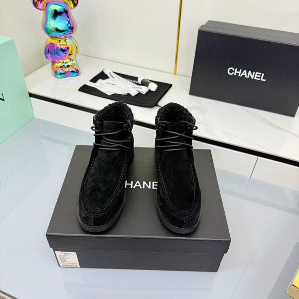 Stivaletti CC 25 in pelle scamosciata nera e tweed 454710