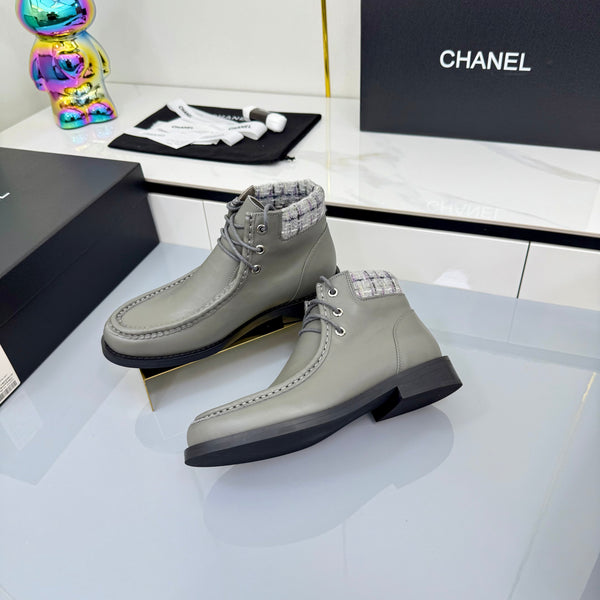 CC 25 Ankle Boots Gray Cowhide and Tweed 454713