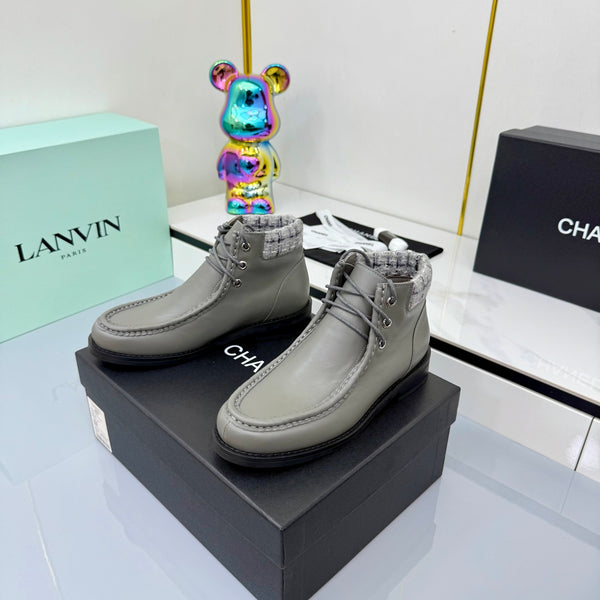 CC 25 Ankle Boots Gray Cowhide and Tweed 454713