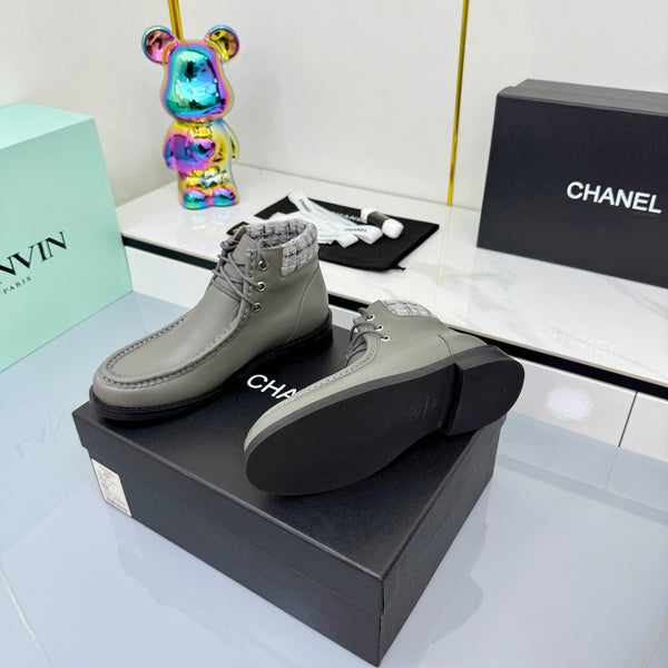 CC 25 Ankle Boots Gray Cowhide and Tweed 454713