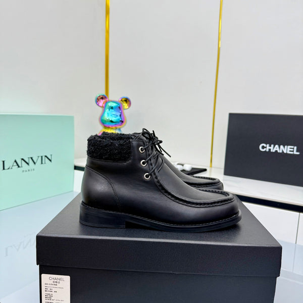 Stivaletti CC 25 in pelle di vacchetta e tweed neri 454711