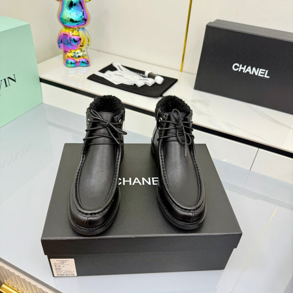 Stivaletti CC 25 in pelle di vacchetta e tweed neri 454711