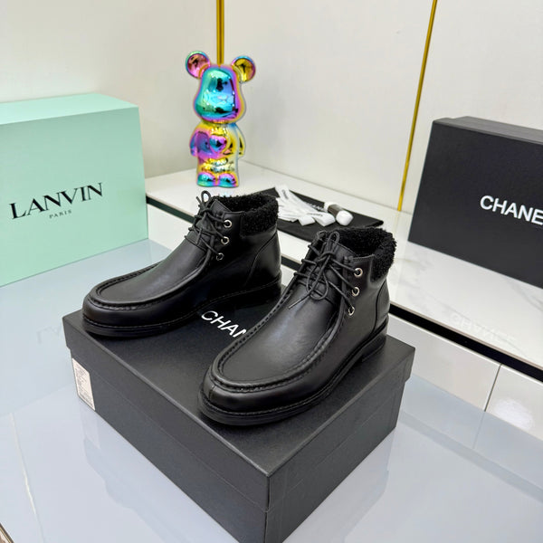 CC 25 Ankle Boots Black Cowhide and Tweed 454711