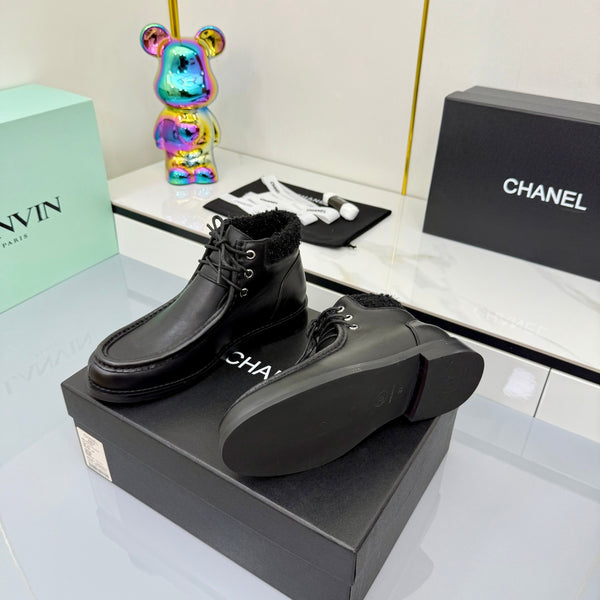 Stivaletti CC 25 in pelle di vacchetta e tweed neri 454711