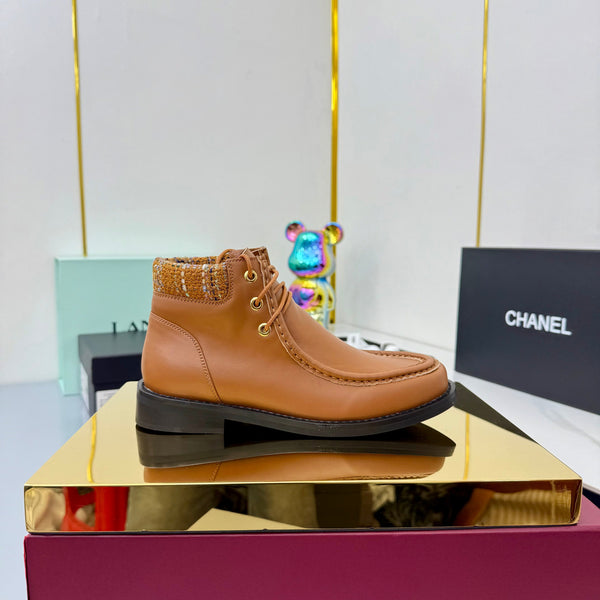 CC 25 Ankle Boots Brown Cowhide and Tweed 454714