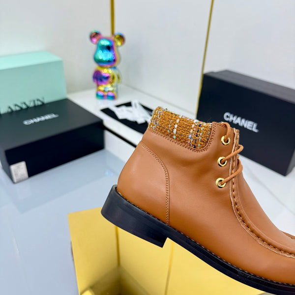 CC 25 Ankle Boots Brown Cowhide and Tweed 454714