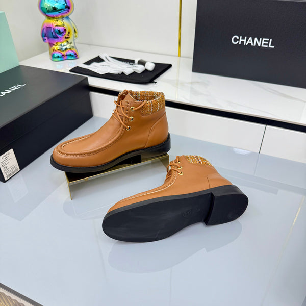 CC 25 Ankle Boots Brown Cowhide and Tweed 454714