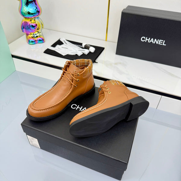 CC 25 Ankle Boots Brown Cowhide and Tweed 454714