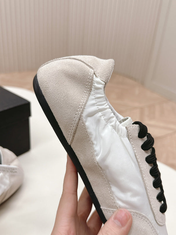 Prada Collapse Stretch Sneakers White mix Gray Recycled Nylon and Suede 154632