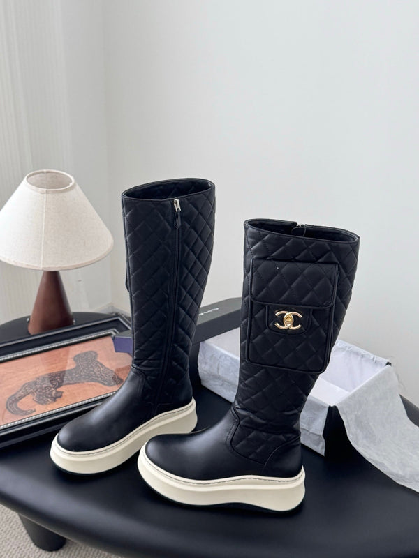 CC 25K Zaino con fibbia Stivali alti in pelle di pecora nera 458708