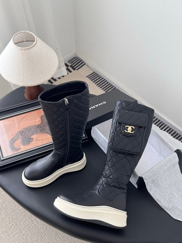 CC 25K Zaino con fibbia Stivali alti in pelle di pecora nera 458708