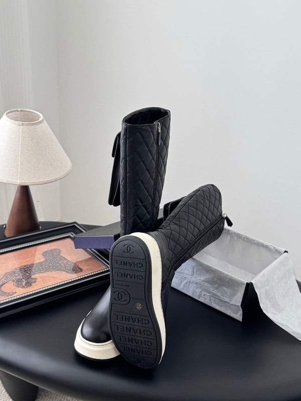 CC 25K Zaino con fibbia Stivali alti in pelle di pecora nera 458708