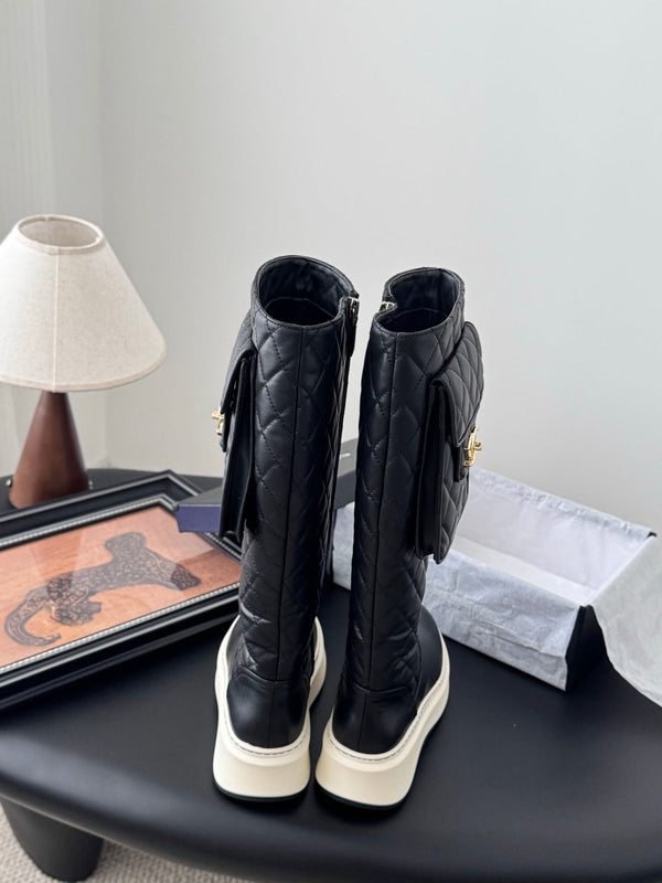 CC 25K Zaino con fibbia Stivali alti in pelle di pecora nera 458708