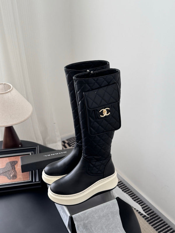 CC 25K Zaino con fibbia Stivali alti in pelle di pecora nera 458708