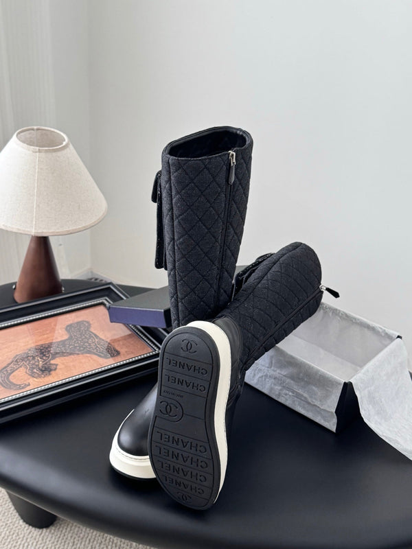 CC 25K Backpack Bucklet High Boots Black Sheepskin 458709