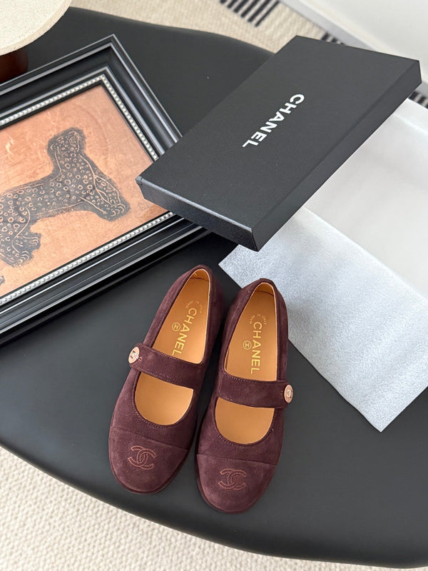 CC 25K Mary Jane Flats Burgundy Suede 458763