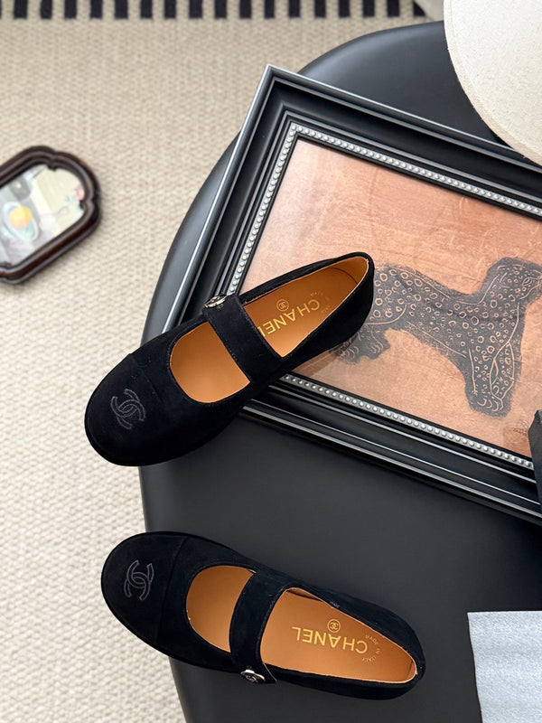 CC 25K Mary Jane Flats Black Suede 458760