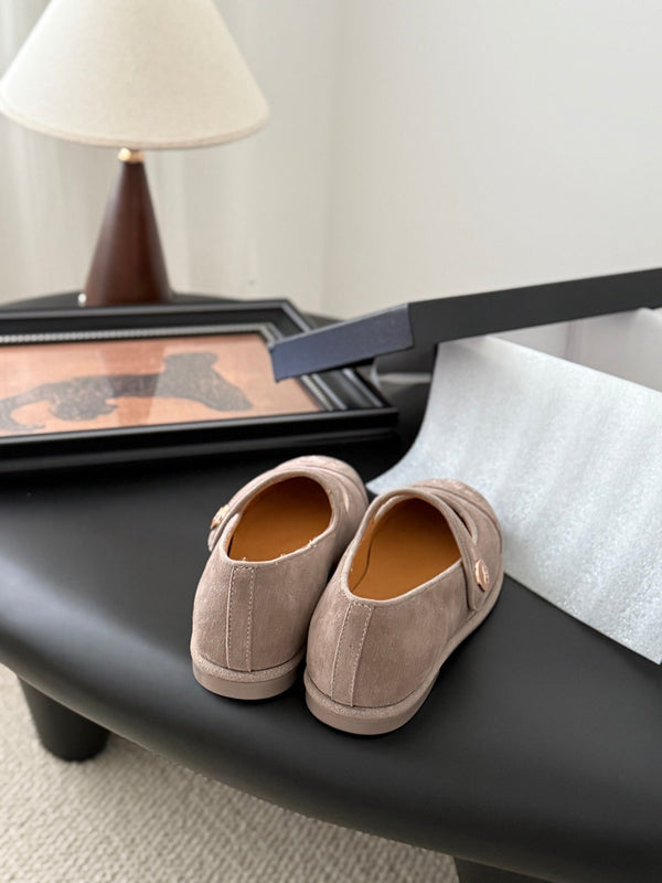 CC 25K Mary Jane Flats Pinky Beige Suede 458759