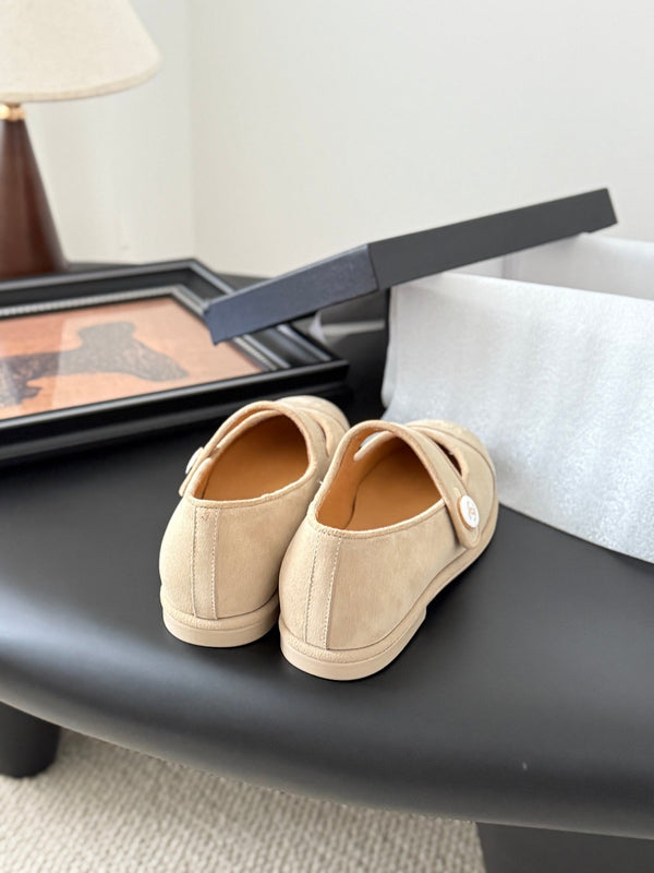 CC 25K Mary Jane Flats Beige Suede 458758