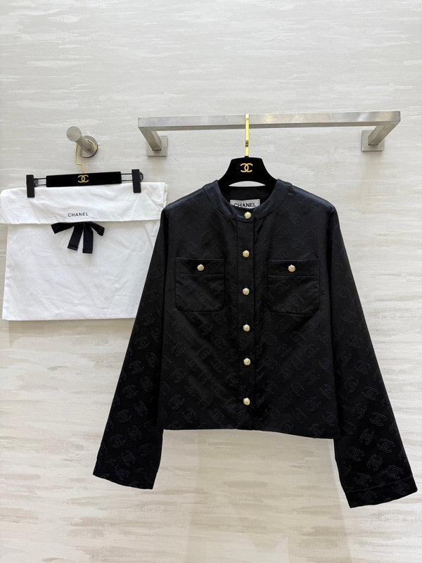 CC 25 3D Jacquard Silk Black Jacket