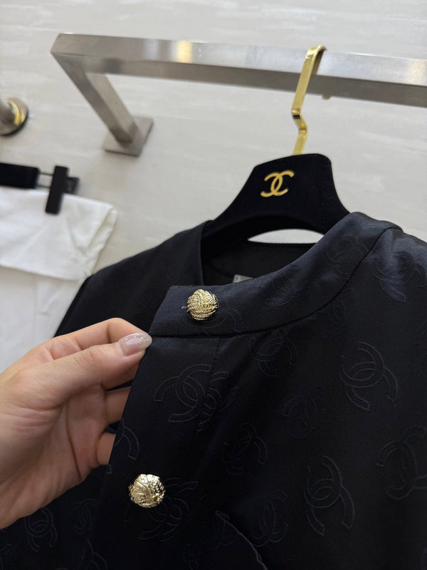 CC 25 3D Jacquard Silk Black Jacket