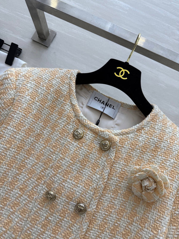 CC 25C Giacca intrecciata delicata in tweed arancione