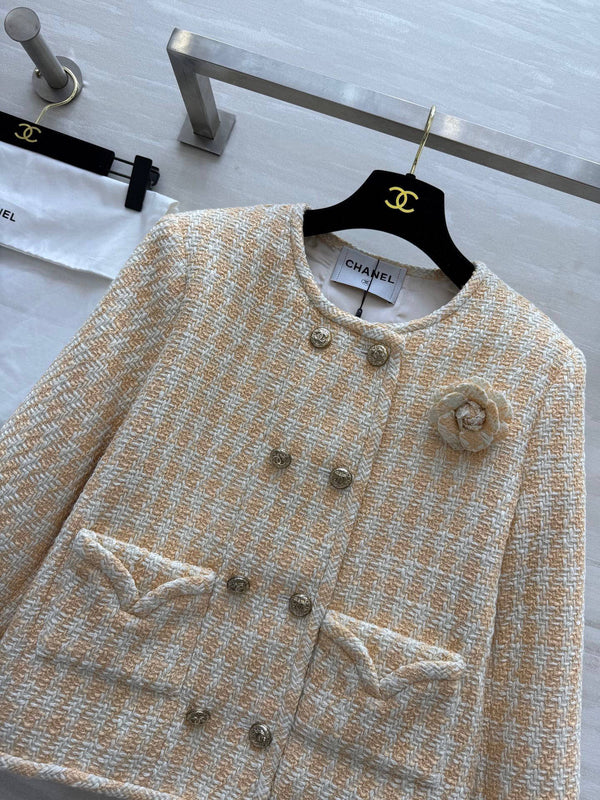 CC 25C Giacca intrecciata delicata in tweed arancione