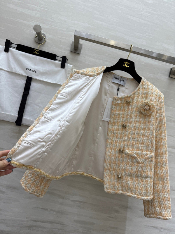 CC 25C Giacca intrecciata delicata in tweed arancione