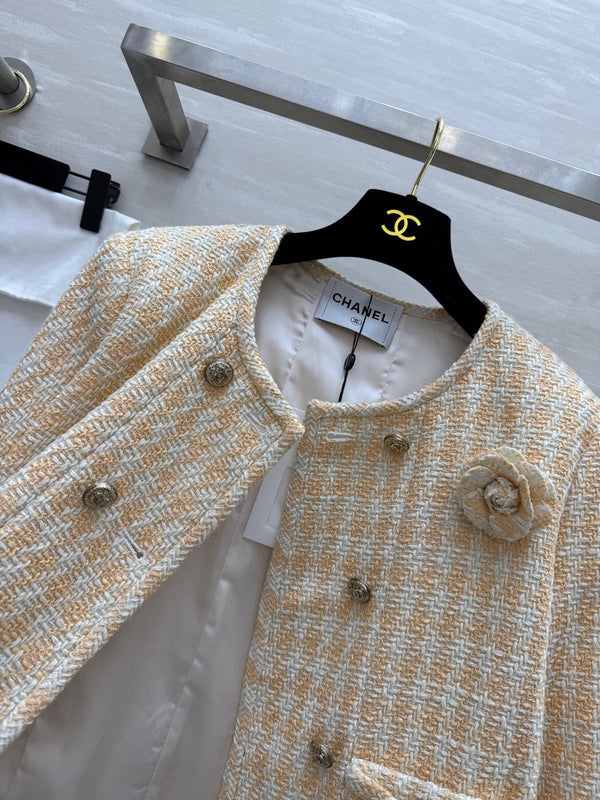 CC 25C Giacca intrecciata delicata in tweed arancione