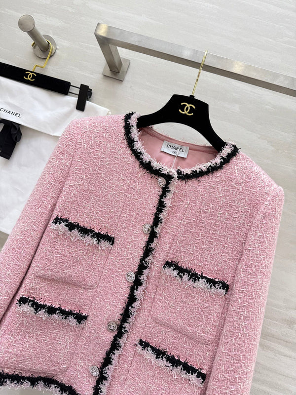 Giacca rosa intrecciata in morbido tweed di lana di Salisburgo CC 25