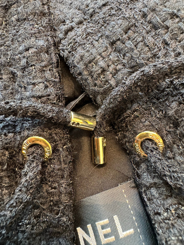 CC 25B Black Plaid Hooded Tweed Jacket