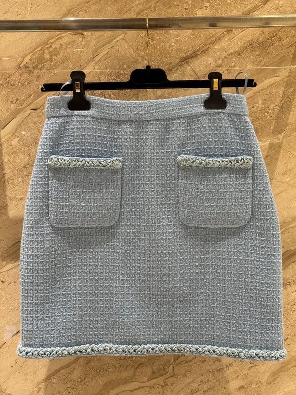 CC 25B Gonna gilet in tweed di lana blu navy