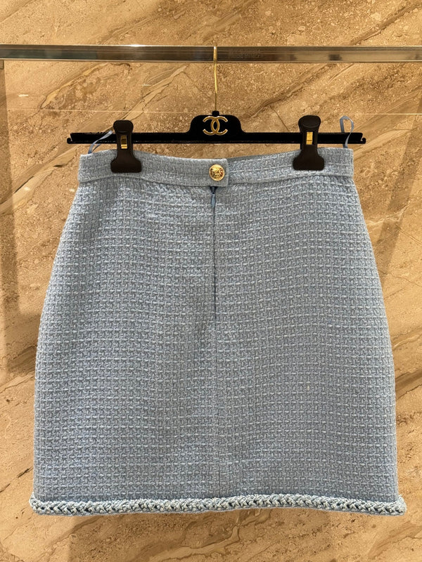 CC 25B Gonna gilet in tweed di lana blu navy