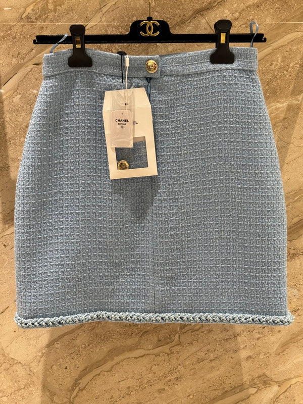 CC 25B Gonna gilet in tweed di lana blu navy