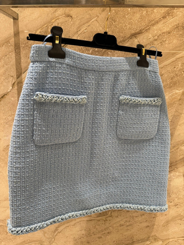 CC 25B Gonna gilet in tweed di lana blu navy