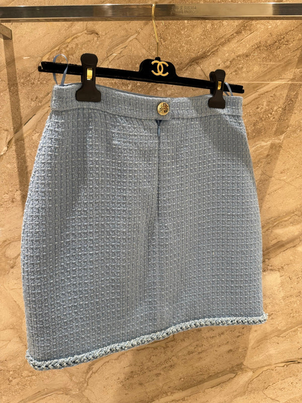 CC 25B Gonna gilet in tweed di lana blu navy