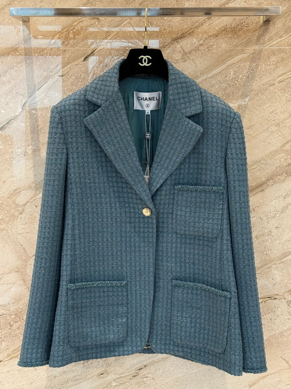 CC 25B Peacock Green Tweed Vest Jacket