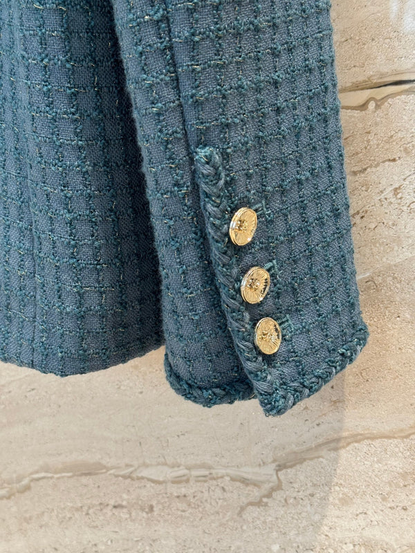 CC 25B Peacock Green Tweed Vest Jacket