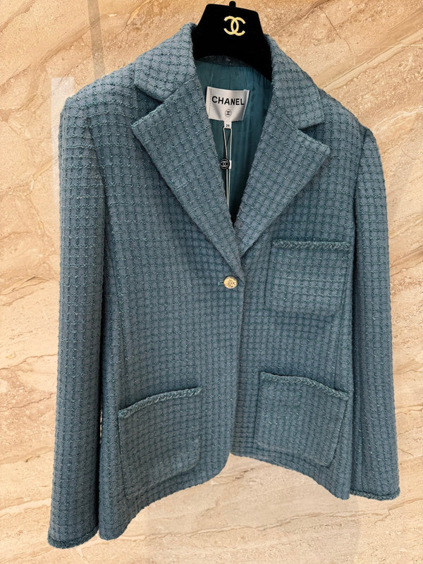 CC 25B Peacock Green Tweed Vest Jacket