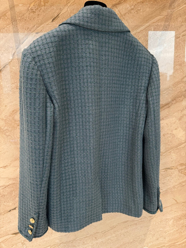 CC 25B Peacock Green Tweed Vest Jacket